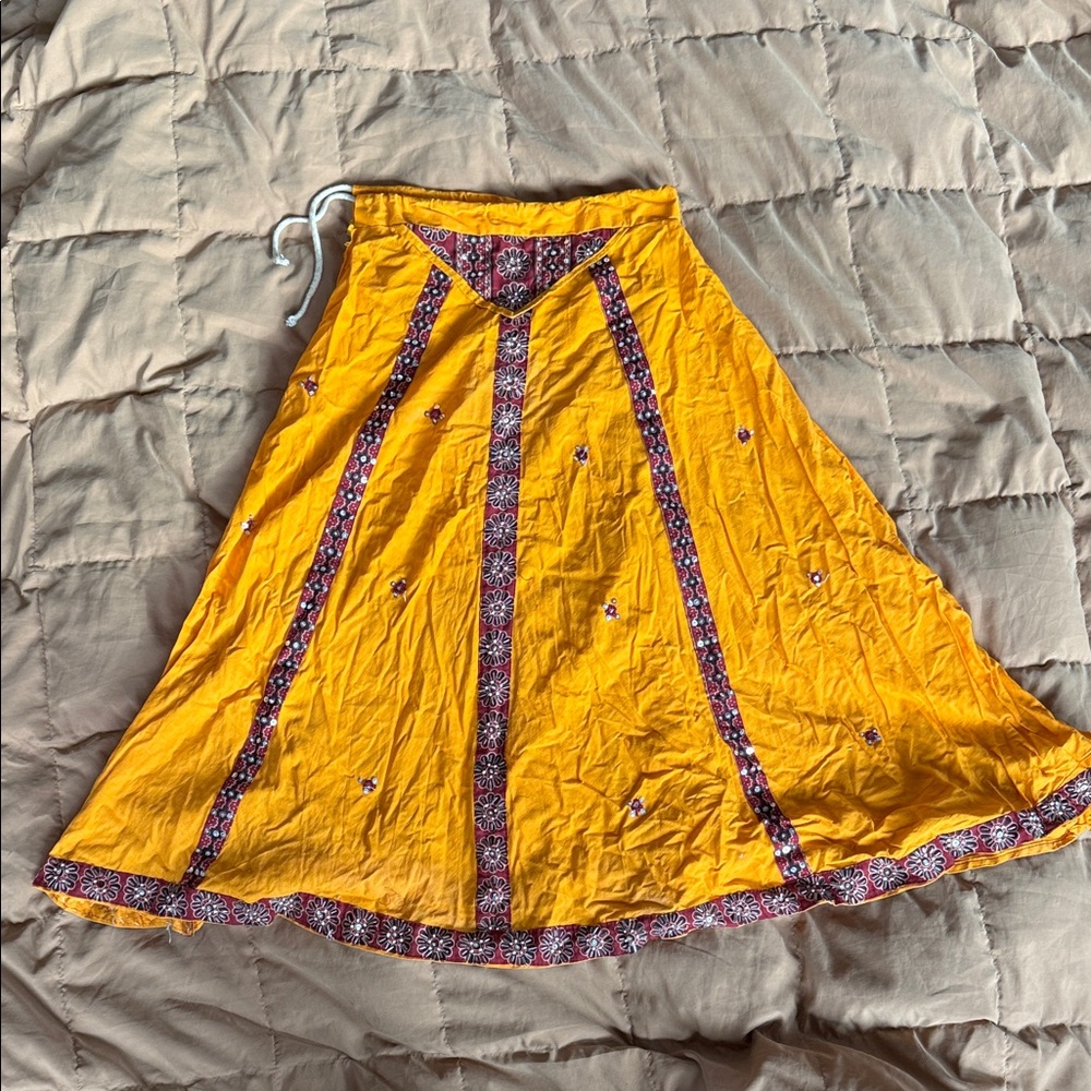 Yellow Embroidered Women's Skirt
